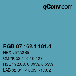 カラーコード: RGB 87 162.4 181.4 | qconv.com