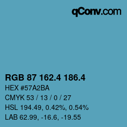 カラーコード: RGB 87 162.4 186.4 | qconv.com