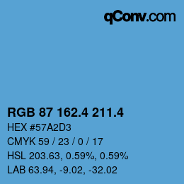 カラーコード: RGB 87 162.4 211.4 | qconv.com