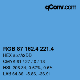 カラーコード: RGB 87 162.4 221.4 | qconv.com