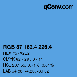 カラーコード: RGB 87 162.4 226.4 | qconv.com