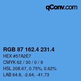 カラーコード: RGB 87 162.4 231.4 | qconv.com