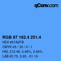 カラーコード: RGB 87 162.4 251.4 | qconv.com