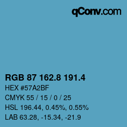 カラーコード: RGB 87 162.8 191.4 | qconv.com