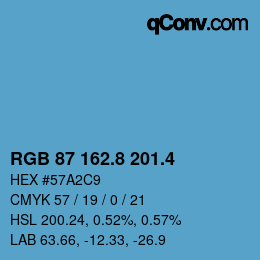 カラーコード: RGB 87 162.8 201.4 | qconv.com