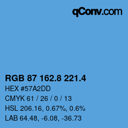 カラーコード: RGB 87 162.8 221.4 | qconv.com