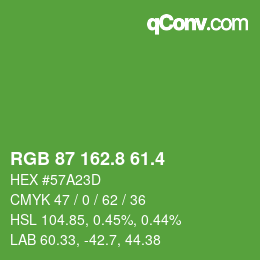 カラーコード: RGB 87 162.8 61.4 | qconv.com