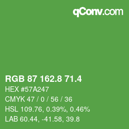 カラーコード: RGB 87 162.8 71.4 | qconv.com