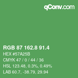 カラーコード: RGB 87 162.8 91.4 | qconv.com