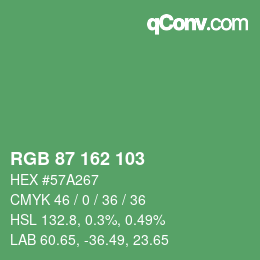 颜色代码: RGB 87 162 103 | qconv.com