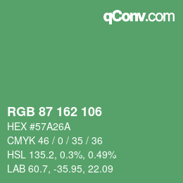 Color code: RGB 87 162 106 | qconv.com