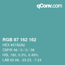 Color code: RGB 87 162 162 | qconv.com