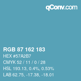 カラーコード: RGB 87 162 183 | qconv.com