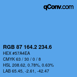 カラーコード: RGB 87 164.2 234.6 | qconv.com