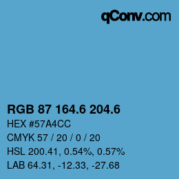 カラーコード: RGB 87 164.6 204.6 | qconv.com