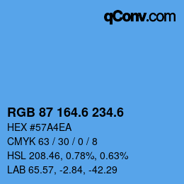 カラーコード: RGB 87 164.6 234.6 | qconv.com