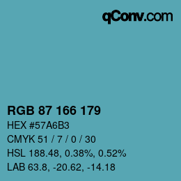 Color code: RGB 87 166 179 | qconv.com