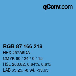 Color code: RGB 87 166 218 | qconv.com
