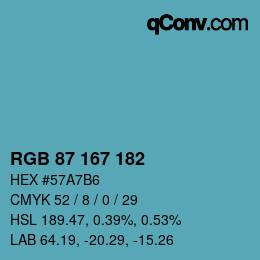 Color code: RGB 87 167 182 | qconv.com