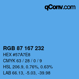 Color code: RGB 87 167 232 | qconv.com