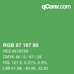 Color code: RGB 87 167 89 | qconv.com