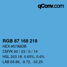 Color code: RGB 87 168 219 | qconv.com