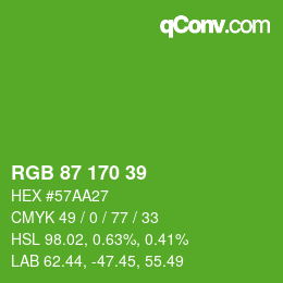 カラーコード: RGB 87 170 39 | qconv.com