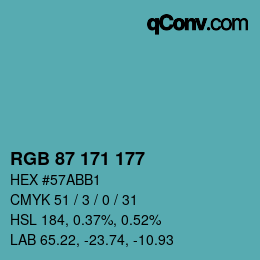 Color code: RGB 87 171 177 | qconv.com