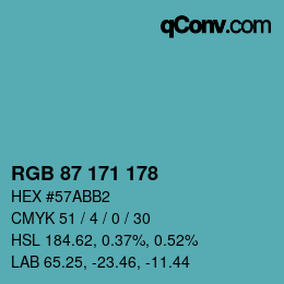Color code: RGB 87 171 178 | qconv.com