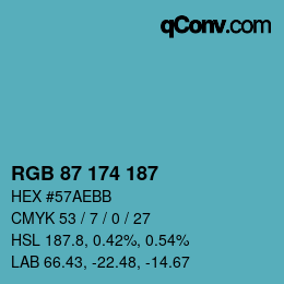 Color code: RGB 87 174 187 | qconv.com