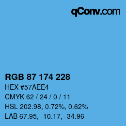 カラーコード: RGB 87 174 228 | qconv.com