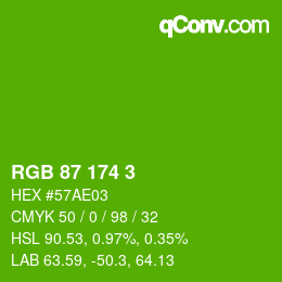 Color code: RGB 87 174 3 | qconv.com