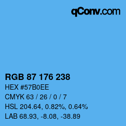カラーコード: RGB 87 176 238 | qconv.com