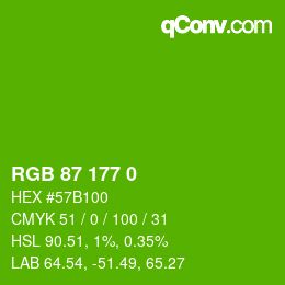 Color code: RGB 87 177 0 | qconv.com