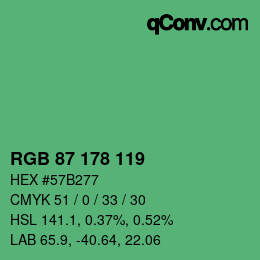 カラーコード: RGB 87 178 119 | qconv.com