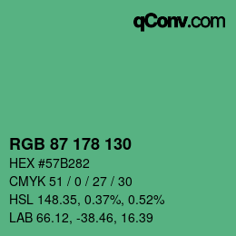 颜色代码: RGB 87 178 130 | qconv.com