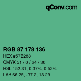 カラーコード: RGB 87 178 136 | qconv.com