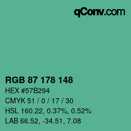 Farbcode: RGB 87 178 148 | qconv.com