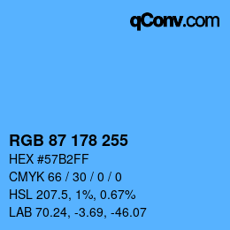 Color code: RGB 87 178 255 | qconv.com