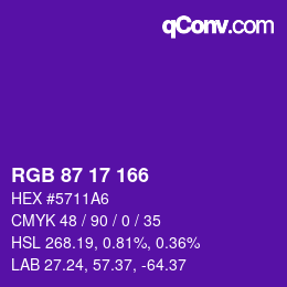 颜色代码: RGB 87 17 166 | qconv.com
