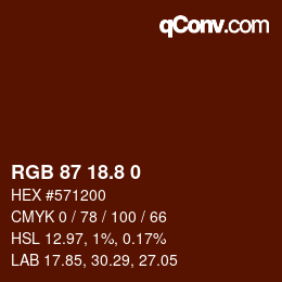 Color code: RGB 87 18.8 0 | qconv.com