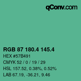 カラーコード: RGB 87 180.4 145.4 | qconv.com