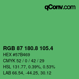 カラーコード: RGB 87 180.8 105.4 | qconv.com