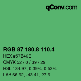 カラーコード: RGB 87 180.8 110.4 | qconv.com