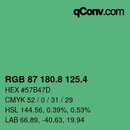 カラーコード: RGB 87 180.8 125.4 | qconv.com