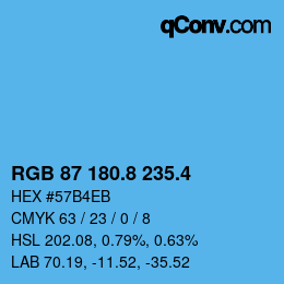 カラーコード: RGB 87 180.8 235.4 | qconv.com