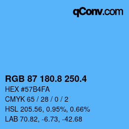 カラーコード: RGB 87 180.8 250.4 | qconv.com