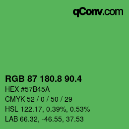 カラーコード: RGB 87 180.8 90.4 | qconv.com