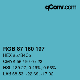 カラーコード: RGB 87 180 197 | qconv.com