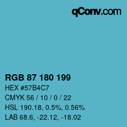 颜色代码: RGB 87 180 199 | qconv.com